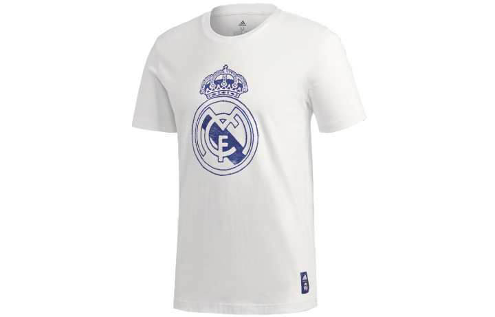 Adidas Adidas Real Madrid T Shirts Men's White Crew Neck Moderate Straight Fit