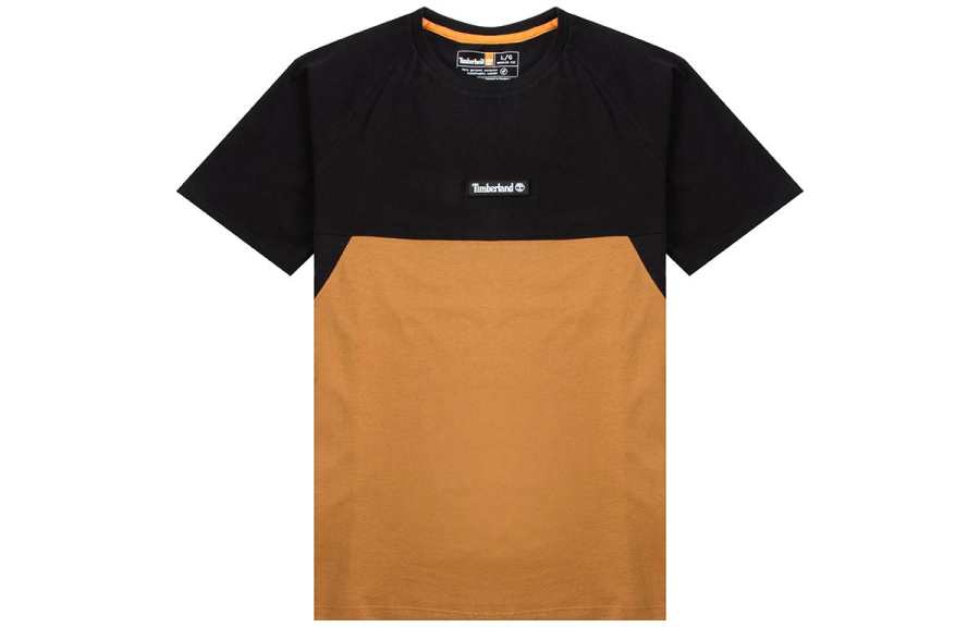 Timberland T Shirts Men's Brown Black Crew Neck Moderate Straight Fit