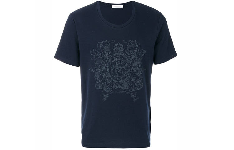 BALMAIN T Shirts Men's Dark Blue Crew Neck Moderate Straight Fit