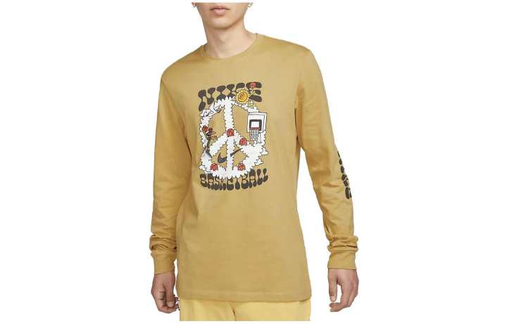 Nike Nike T Shirts Men's Ginger Yellow Crew Neck Moderate Straight Fit