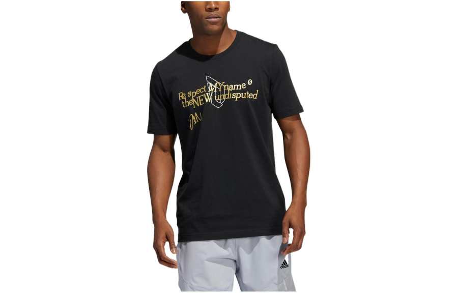 Adidas Adidas T Shirts Men's Black Crew Neck Moderate Straight Fit