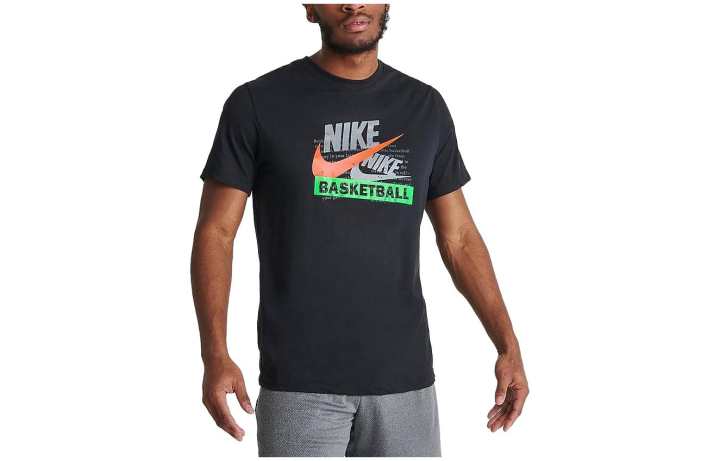 Nike Nike T Shirts Men's Black Crew Neck Moderate Straight Fit