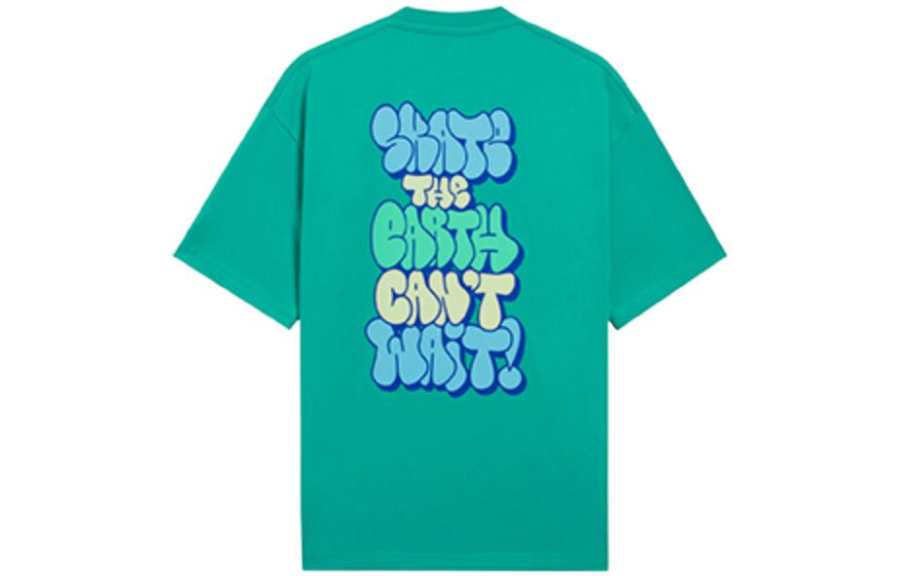 Li-Ning Li Ning Skateboard T Shirts Unisex Green Crew Neck Moderate Straight Fit