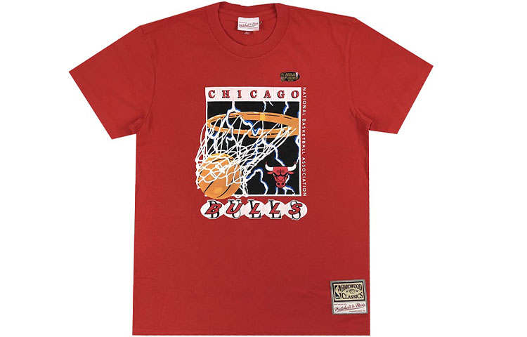 Mitchell Ness Mitchell Ness T Shirts Men's Red Crew Neck Moderate Straight Fit