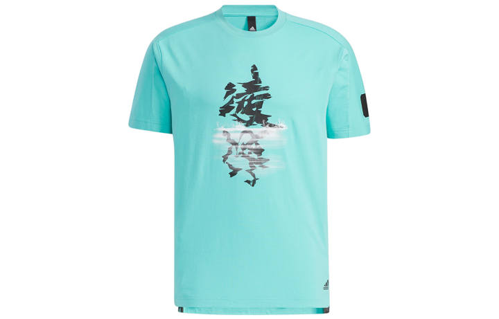 Adidas Adidas T Shirts Men's Teal Crew Neck Moderate Straight Fit