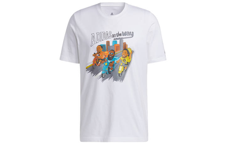 Adidas Adidas T Shirts Men's White Crew Neck Moderate Straight Fit