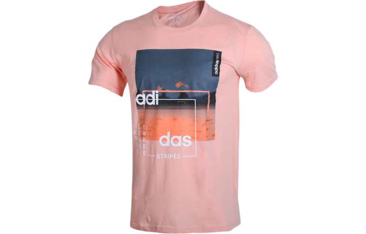 Adidas Adidas T Shirts Men's Pink Crew Neck Moderate Straight Fit