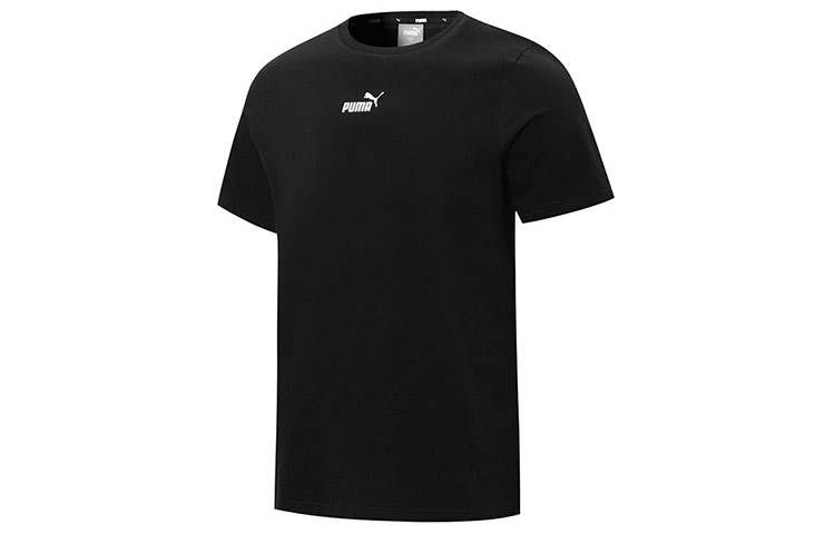 PUMA T Shirts Men's Black Crew Neck Moderate Straight Fit