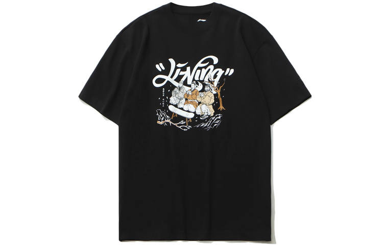 Li-Ning Li Ning Skateboard T Shirts Men's Black Crew Neck Moderate Straight Fit