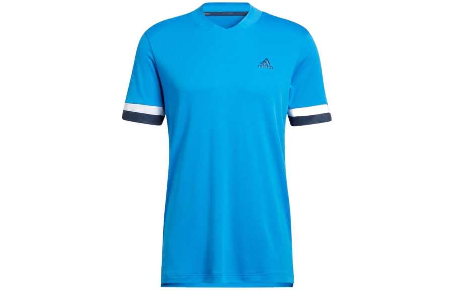 Adidas Adidas T Shirts Men's Blue V Neck Moderate Straight Fit