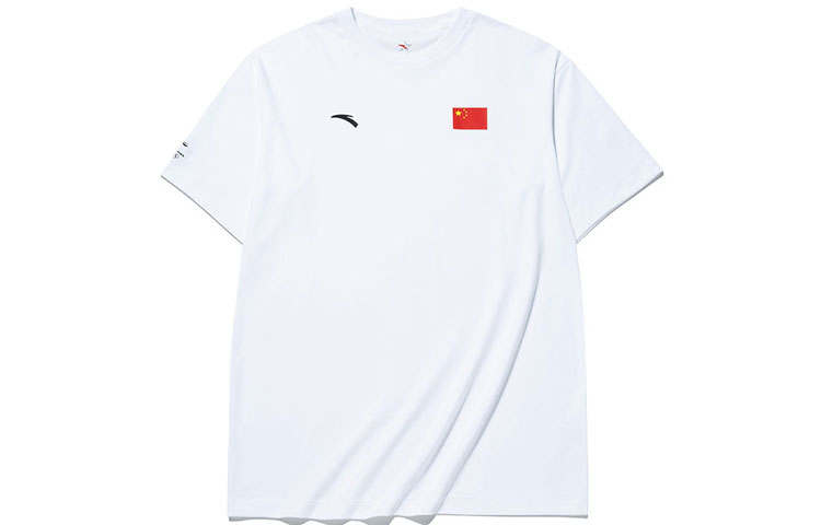 ANTA National Flag T Shirts Unisex White Crew Neck Moderate Straight Fit