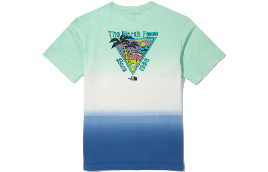 THE NORTH FACE T Shirts Unisex Green Blue Crew Neck Moderate Straight Fit