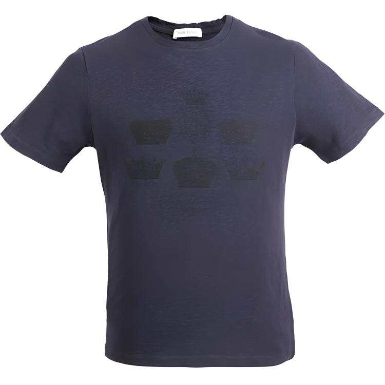 BALMAIN T Shirts Men's Navy Blue Crew Neck Moderate Straight Fit