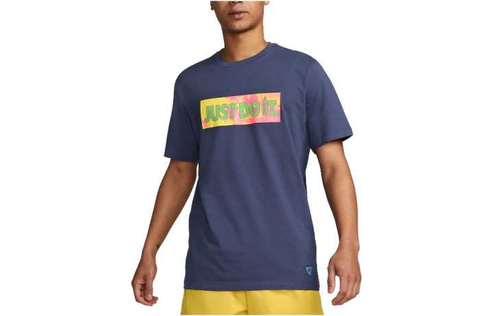 Nike Nike T Shirts Men's Blue Crew Neck Moderate Straight Fit