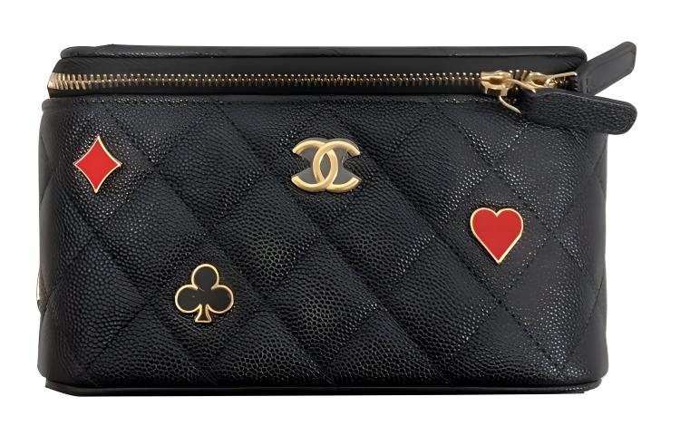 CHANEL Grain Cow Leather Material Gold Metal Makeup Box, Shoulder Bag, Crossbody Bag Women's Black
