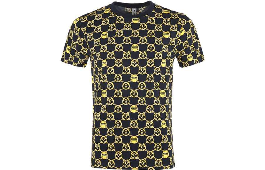 MOSCHINO T Shirts Men's Black Crew Neck Moderate Straight Fit