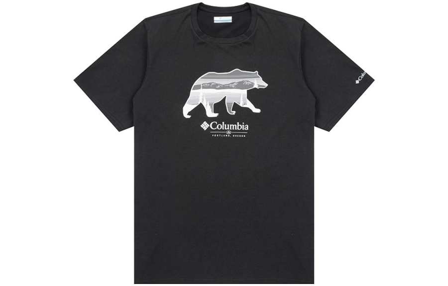 Columbia T Shirts Men's Black Crew Neck Moderate Straight Fit