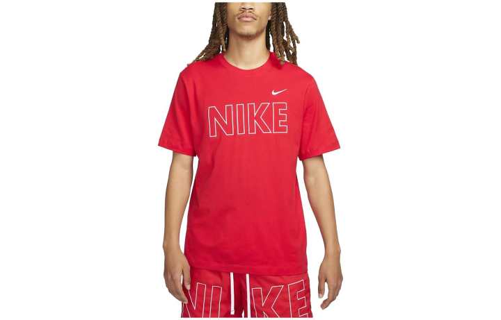 Nike Nike T Shirts Men's Red Crew Neck Moderate Straight Fit