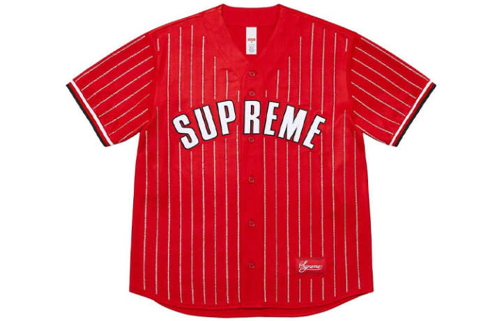 Supreme Supreme Rhinestone Stripe Baseball Jersey