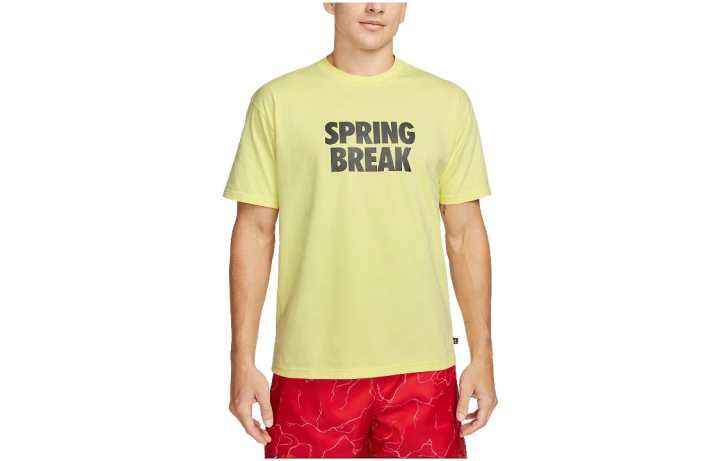 Nike Nike T Shirts Men's Yellow Crew Neck Moderate Straight Fit