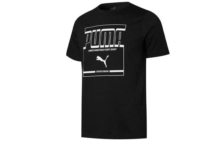 PUMA T Shirts Men's Black Crew Neck Moderate Straight Fit