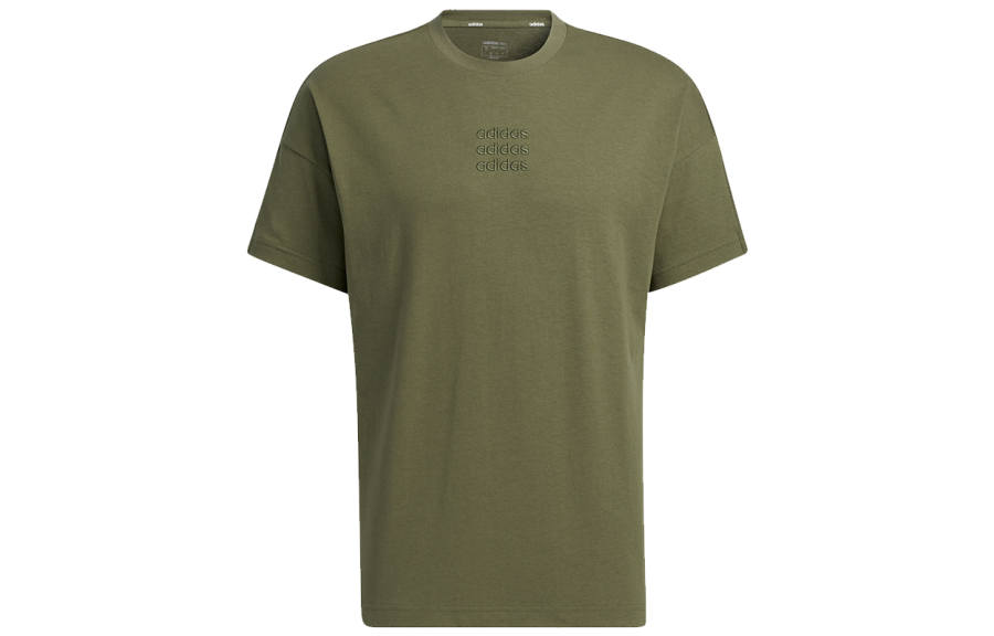 Adidas Neo T Shirts Men's Green Crew Neck Moderate Straight Fit