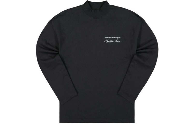 Martine Rose T Shirts Men's Black Half Turtleneck Moderate Straight Fit