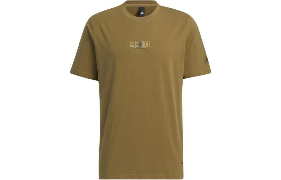 Adidas Adidas T Shirts Men's Olive Green Crew Neck Moderate Straight Fit