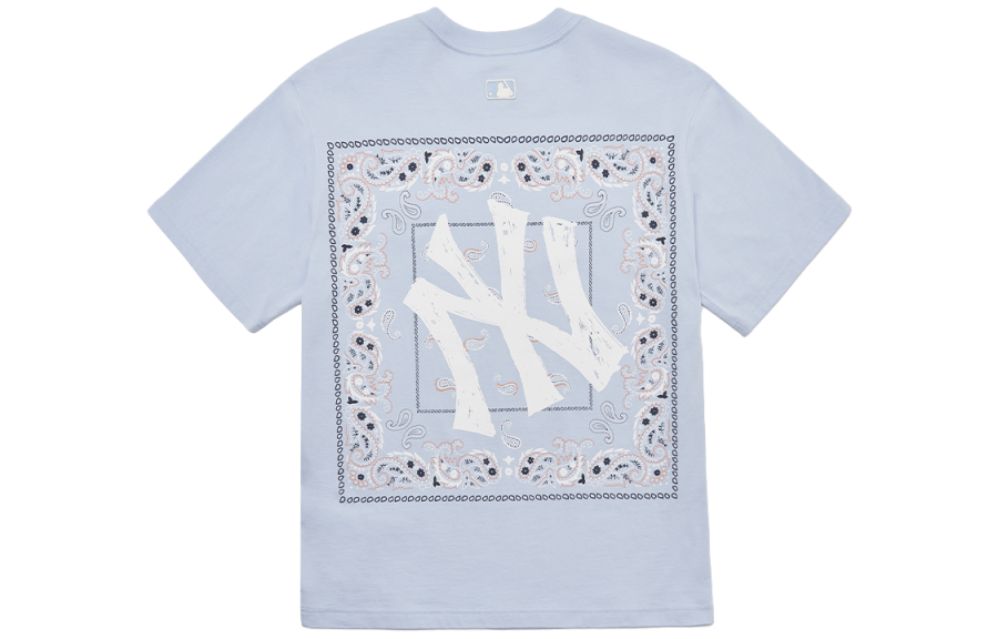 MLB New York Yankees T Shirts Unisex Light Blue Crew Neck Moderate Straight Fit