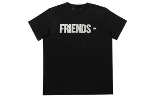 VLONE Friends Series T Shirts Unisex Black Crew Neck Moderate Straight Fit