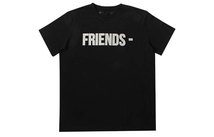 VLONE Friends Series T Shirts Unisex Black Crew Neck Moderate Straight Fit