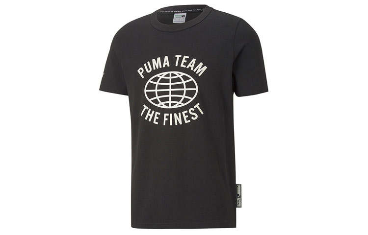 PUMA T Shirts Men's Black Crew Neck Moderate Straight Fit