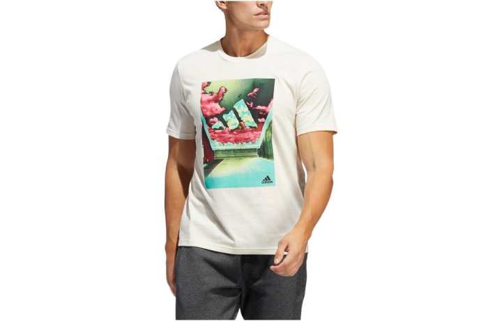 Adidas Adidas T Shirts Men's White Crew Neck Moderate Straight Fit