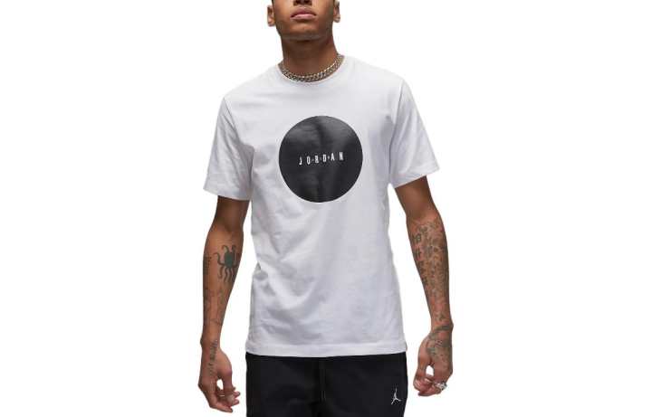 Jordan Jordan T Shirts Men's White Crew Neck Moderate Straight Fit