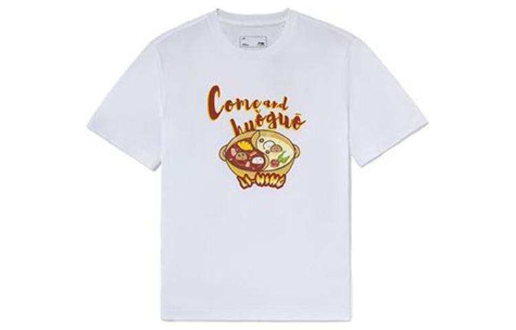 Li-Ning Li Ning Sports Fashion Collection T Shirts Unisex Ecru Crew Neck Moderate Other