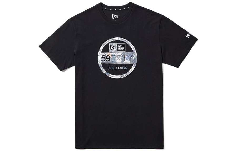 New Era T Shirts Unisex Black Crew Neck Moderate