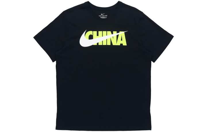 Nike Nike T Shirts Men's Black Crew Neck Moderate Straight Fit