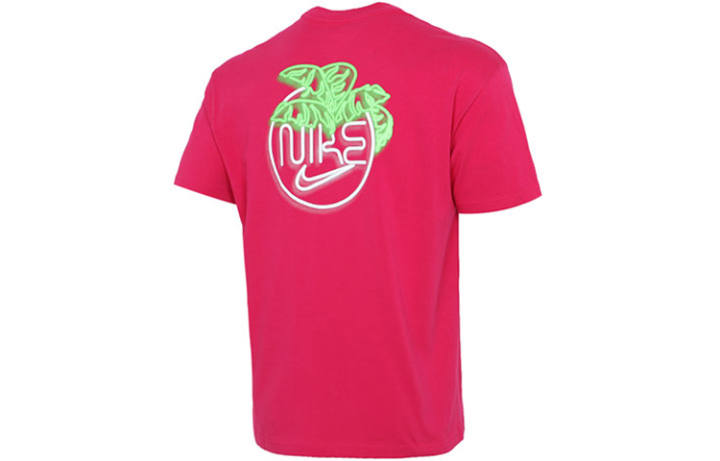 Nike Nike T Shirts Men's Raspberry Red Crew Neck Moderate Straight Fit