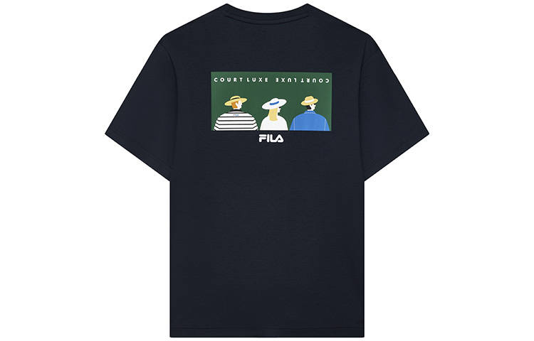 FILA Athletics T Shirts Men's Royal Blue Crew Neck Moderate Straight Fit