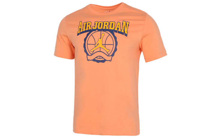 Jordan Jordan T Shirts Men's Orange Crew Neck Moderate Straight Fit