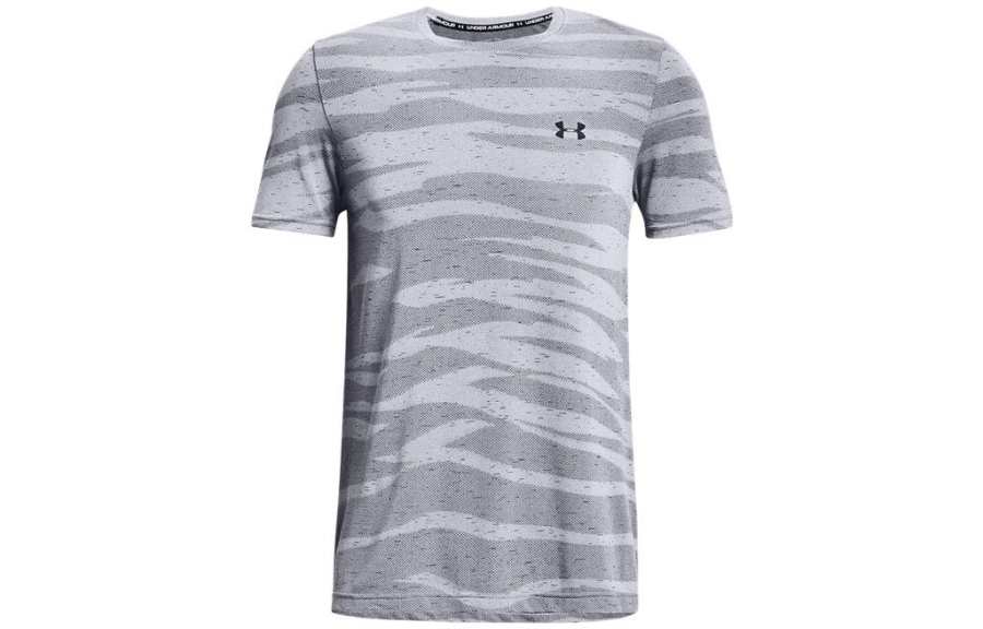 Under Armour T Shirts Men's Gray Crew Neck Moderate Straight Fit