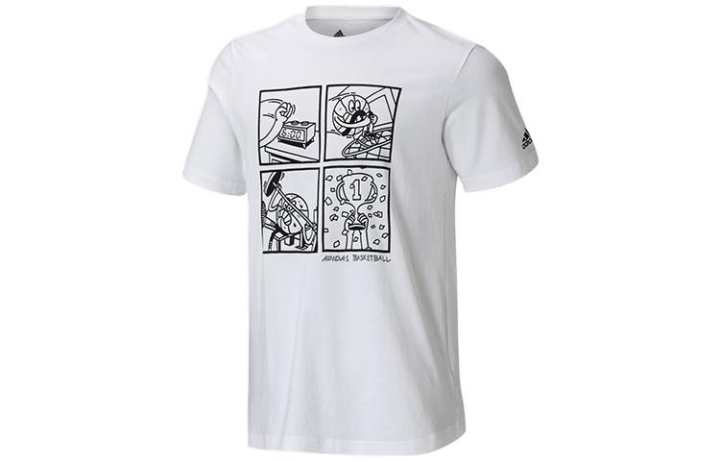 Adidas Adidas T Shirts Men's White Crew Neck Moderate Straight Fit