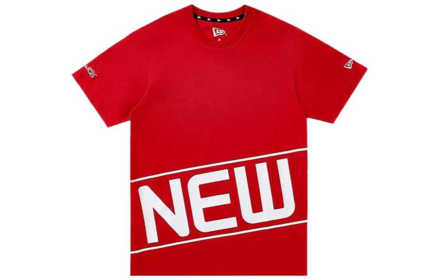 New Era T Shirts Unisex Red Crew Neck Moderate