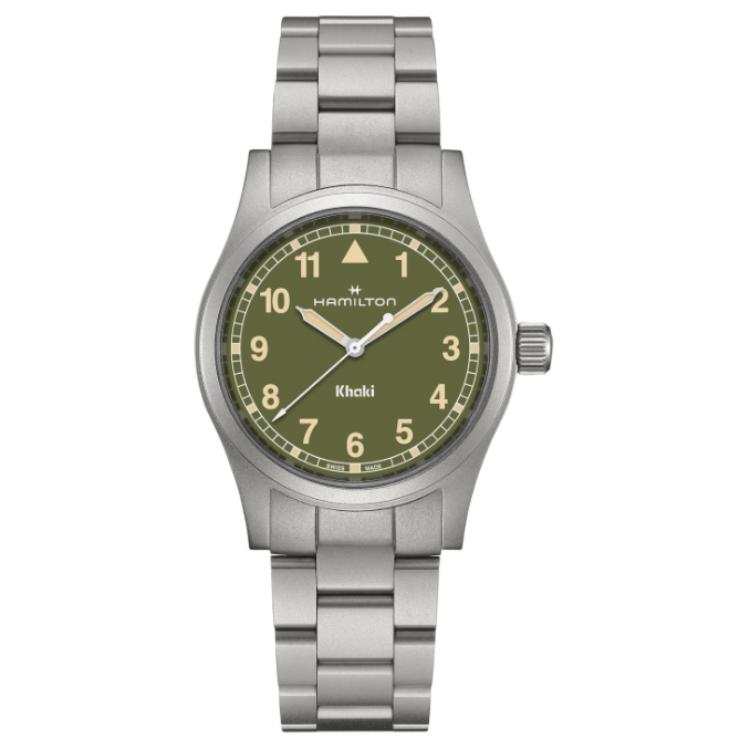 HAMILTON Khaki Field Series Quartz Movement 50m Waterproof Unisex Watch 38mm Green Dial