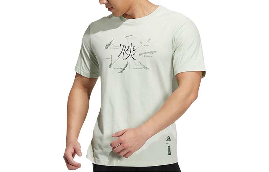 Adidas Adidas T Shirts Men's Green Crew Neck Moderate Straight Fit