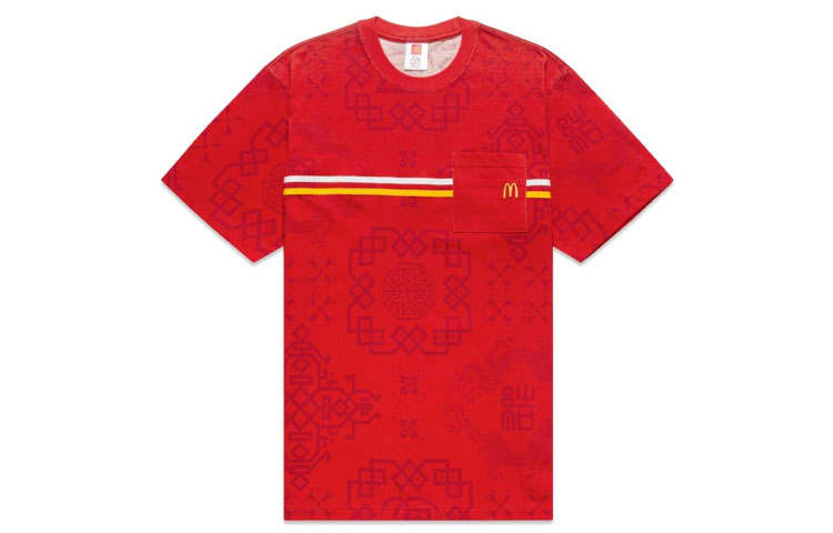 CLOT X McDonald's CLOT X T Shirts Unisex Red Crew Neck Moderate Straight Fit