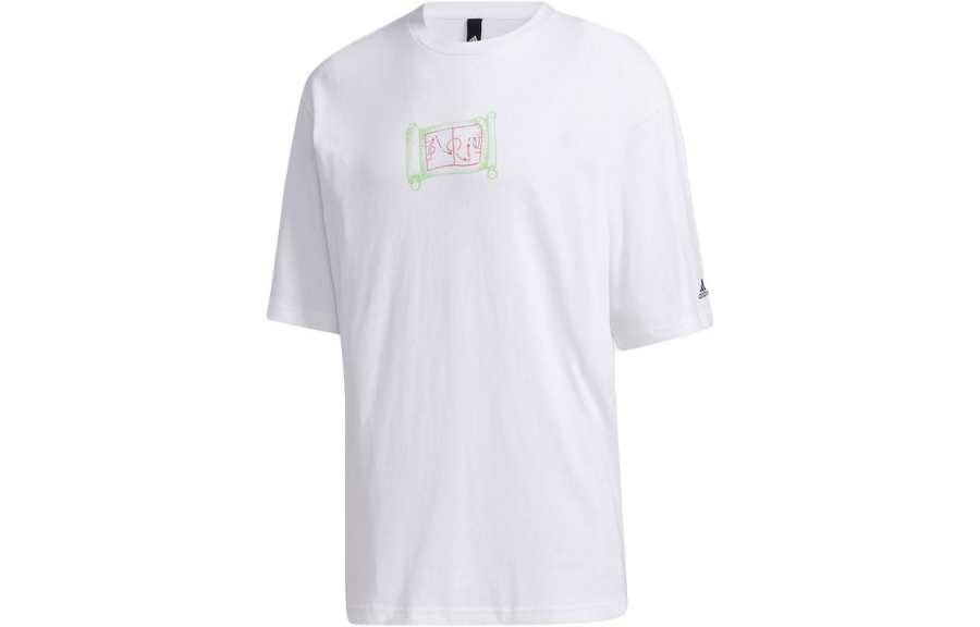 Adidas Adidas T Shirts Men's White Crew Neck Moderate Straight Fit