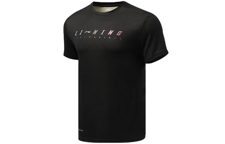 Li-Ning Li Ning Training Series T Shirts Men's Black Crew Neck Moderate Straight Fit