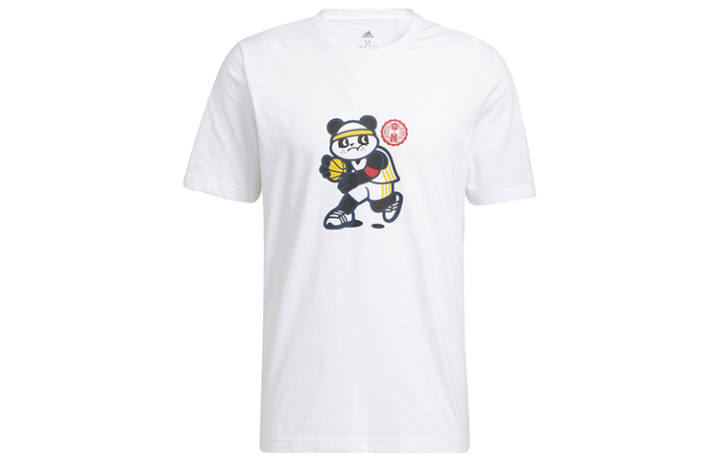 Adidas Adidas T Shirts Men's White Crew Neck Moderate Straight Fit