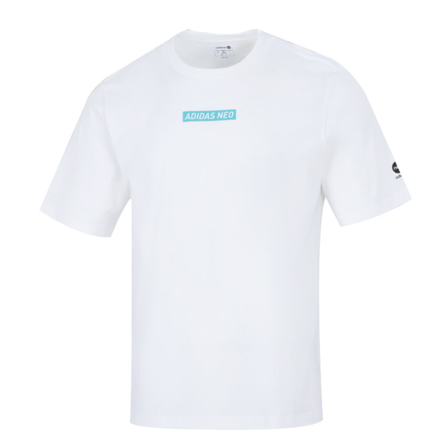 Adidas Neo T Shirts Men's White Crew Neck Moderate Straight Fit